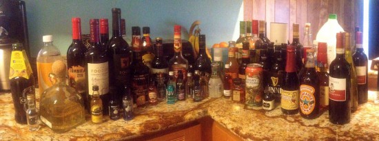 Much (but not all) of the alcohol we tested. I knew the panorama feature on my phone would come in handy one day.